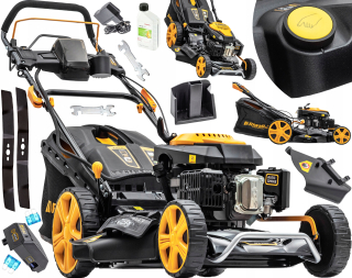Benzínová kosačka Riwall s košom, objem 196 cm³. kôš 70 l, šírka kosenia 53 cm + Honda HONDA 4T 0,6 l 10W-30